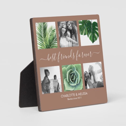 シックな最高の友達mocha mousse写真コラージュ フォトプラーク (正面)