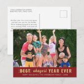 シックな最高のOkayest年の今まで赤い金ゴールドスクリプトの写真 シーズンポストカード (正面/裏面)