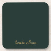 シックな木炭と金ゴールドエレガントスクリプトモノグラム コースター (正面)