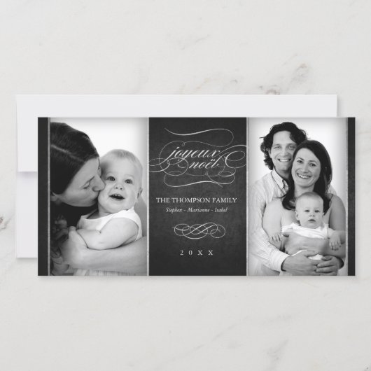 シックな木炭"Joyeux Noël"の写真カード シーズンカード (正面)