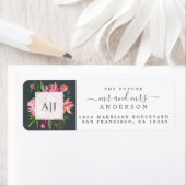 シックな未来モノグラム夫人結婚の差出人住所 ラベル (インサイチュ)