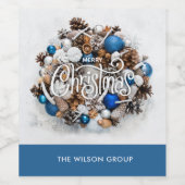 シックな松リースビジネスクリスマスギフト ワインラベル (シングルラベル)