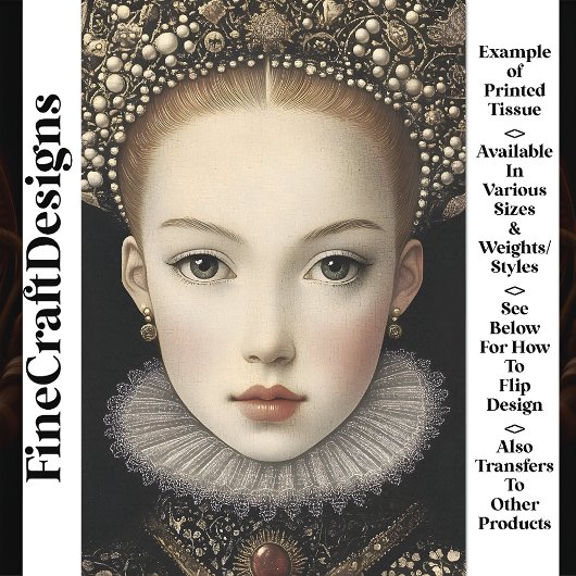 シックな架空のクイーンプリンセス女性BG6デコページ 薄葉紙