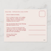 シックな格子模様のカスタムクリスマスのクリスマス4 Photo Collage Red シーズンポストカード (裏面)