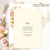 シックな桃と黄色淡い色のデリケートなフローラ結婚ズ 招待状