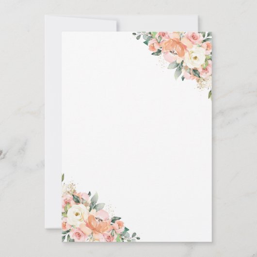 シックな桃のアイボリーピンクのフローラベビーシャワージオメトリック 招待状 (裏面)