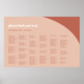 シックな桃のテラコッタアルファベットの座席表 ポスター (正面)