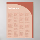 シックな桃のテラコッタアルファベットの座席表 ポスター (正面)