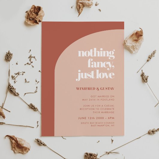 シックな桃のテラコッタアーチファンシーNothing just love 招待状