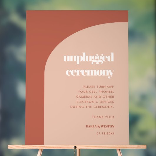 シックな桃のテラコッタアーチプラグ抜き式 アクリルサイン (ニュートラル)