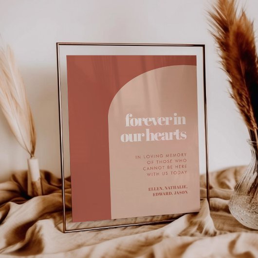 シックな桃のテラコッタフォーエバー私たちのハートのサイン ポスター