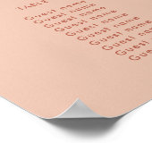 シックな桃のテラコッタ結婚アーチの座席表 ポスター (角)