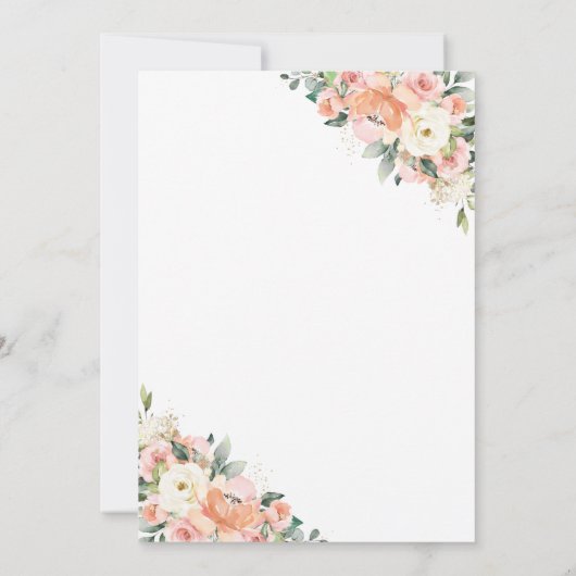 シックな桃アイボリーピンクフローラ誕生日幾何学的 招待状 (裏面)