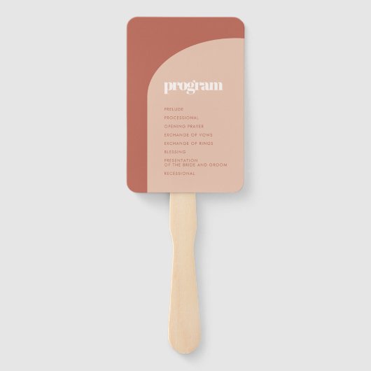 シックな桃テラコッタアーチウェディングプログラム ハンドファン (裏面)
