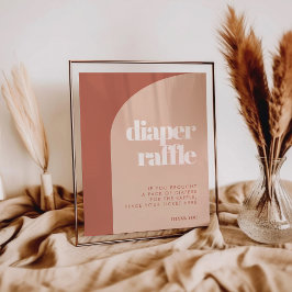 シックな桃テラコッタアーチオムツラッフルサイン ポスター