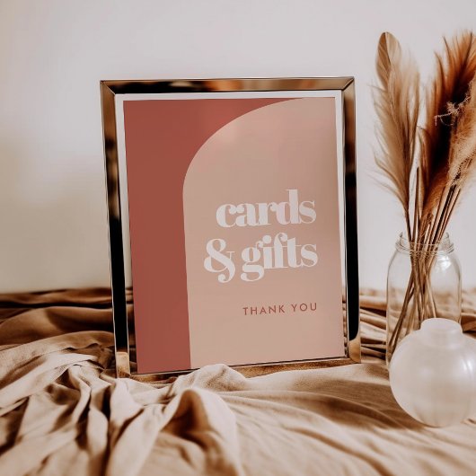 シックな桃テラコッタアーチカード&ギフトサイン ポスター