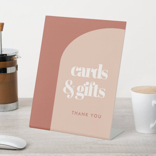 シックな桃テラコッタアーチカード&ギフト結婚ズ 台座サイン (インサイチュ)