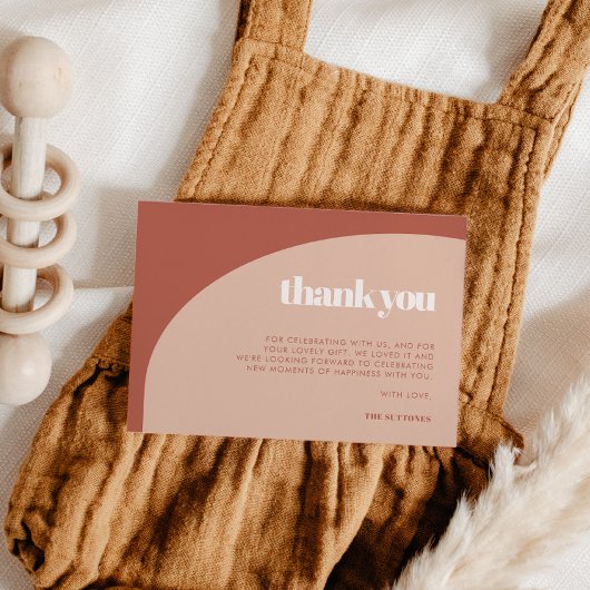 シックな桃テラコッタアーチサンキューカード サンキューカード