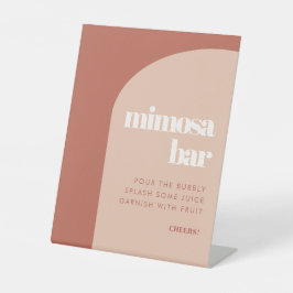 シックな桃テラコッタアーチズミモサ結婚バー 台座サイン