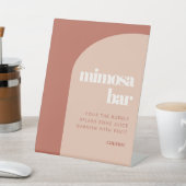 シックな桃テラコッタアーチズミモサ結婚バー 台座サイン (インサイチュ)