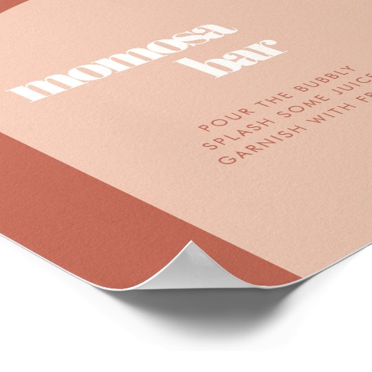 シックな桃テラコッタアーチモモモモザバーサイン ポスター (角)