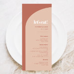 シックな桃テラコッタアーチレッズ食べの結婚s メニュー<br><div class="desc">やろう食べ!の結婚または披露宴パーティーミニマリストでありながら印象的：アーチエレガントデザインとテラコッタと燃えたオレンジ色を使用し結婚て、あなたの文房具のためのこの少しレトロなタイプのデザインを採用する。完全にカスタマイズ可能な文字、色、背景。</div>