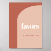 シックな桃テラコッタアーチ結婚式の引き出物標識 ポスター (正面)