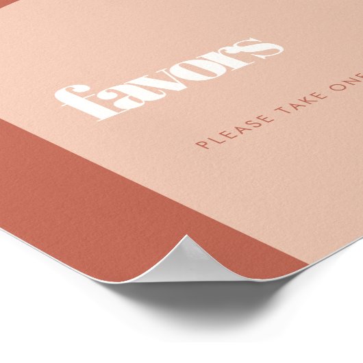 シックな桃テラコッタアーチ結婚式の引き出物標識 ポスター (角)