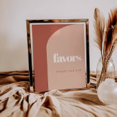 シックな桃テラコッタアーチ結婚式の引き出物標識 ポスター