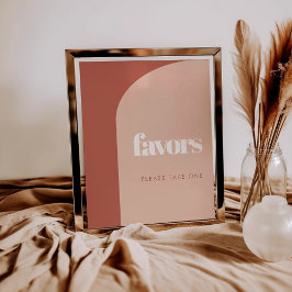 シックな桃テラコッタアーチ結婚式の引き出物標識 ポスター