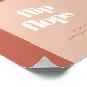 シックな桃テラコッタアー結婚チのビーチサンダル標識 ポスター (角)