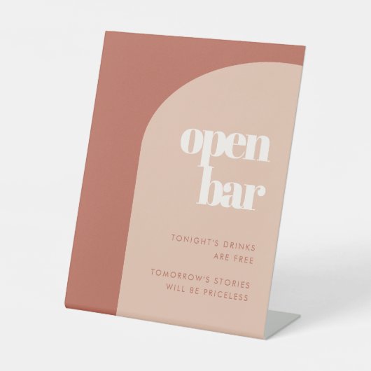 シックな桃テラコッタアー結婚チズオープンバー 台座サイン (正面)