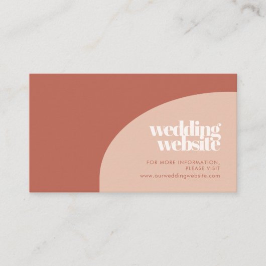 シックな桃テラコッタア結婚ークのウェブサイトカード エンクロージャーカード (正面)