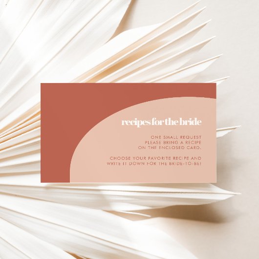 シックな桃テラコッタブライダルシャワーレシピカード エンクロージャーカード