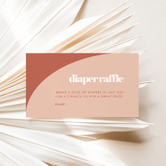 シックな桃テラコッタベビーシャワーおむつラッフル エンクロージャーカード