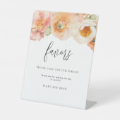 シックな桃フローラ結婚式の引き出物お願いテイクワン 台座サイン (正面)