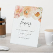 シックな桃フローラ結婚式の引き出物お願いテイクワン 台座サイン (インサイチュ)
