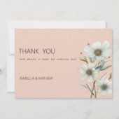 シックな桃ホワイトミントフローラ春サンキューユー 招待状 (正面)