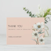 シックな桃ホワイトミントフローラ春サンキューユー 招待状 (スタンド正面)