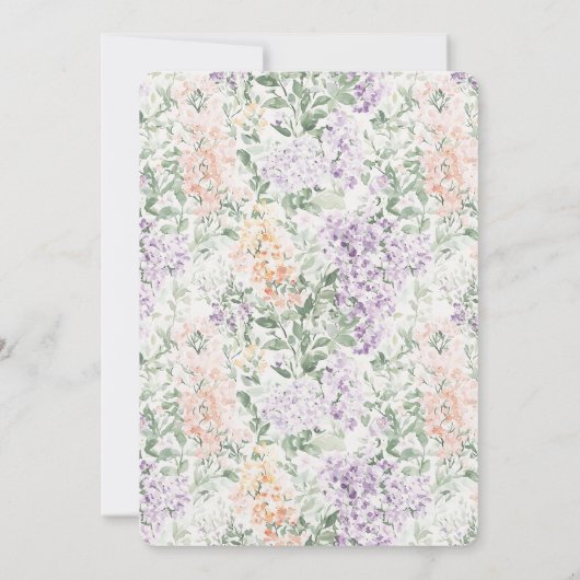 シックな桃薄紫ラベンダーフローラベビーシャワー 招待状 (裏面)