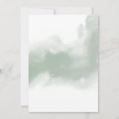 シックな桃赤面フローラ、セージウォーター結婚カラー 招待状 (裏面)