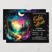 シックな森に魅了された赤ちゃんシャワー 招待状 (正面/裏面)