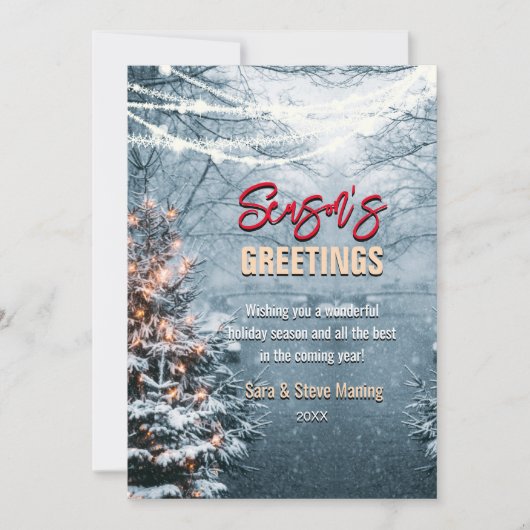 シックな森の白いクリスマスツリー シーズンカード (正面)