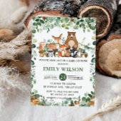 シックな森の緑の森の動物の赤ちゃんシャワー 招待状