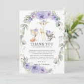シックな森林動物フローラ緑のベビーシャワー サンキューカード (スタンド正面)