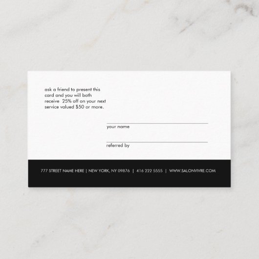 シックな植物の花ストライプのがフレンドカードを参照 名刺 (裏面)