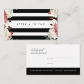 シックな植物の花ストライプのがフレンドカードを参照 名刺 (正面/裏面)