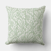 シックな植物セージ緑の葉パターン クッション (正面)
