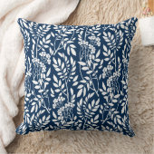 シックな植物性のネイビーブルーの葉のパターン クッション (ブランケット)