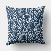シックな植物性のネイビーブルーの葉のパターン クッション (裏面)
